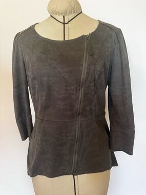 Miilla Clothing Gray Asymmetrical Zip Suede-Look Jacket